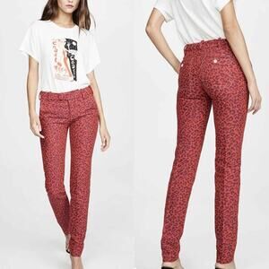 Zadig & Voltaire Leopard Print Prune Jac Leo Pants Red Sz 36 Eclectic